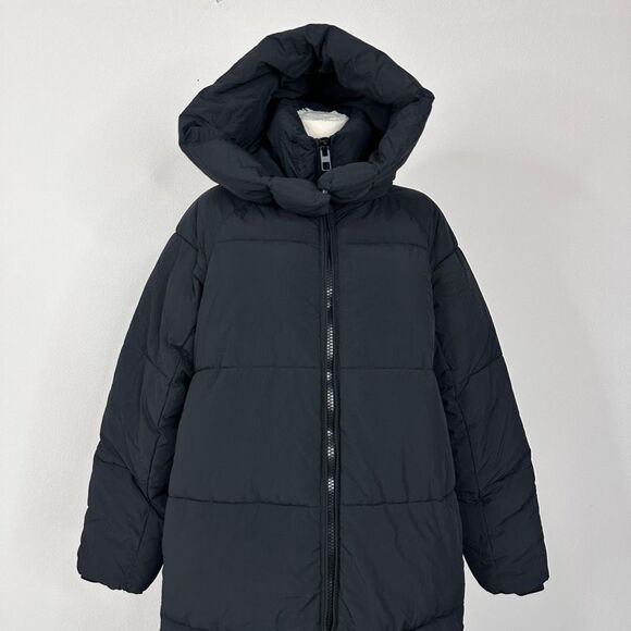 ZARA TRF Extra Long Black Puffer Coat Hooded Maxi Down Jacket S Water Repellent - Picture 14 of 16